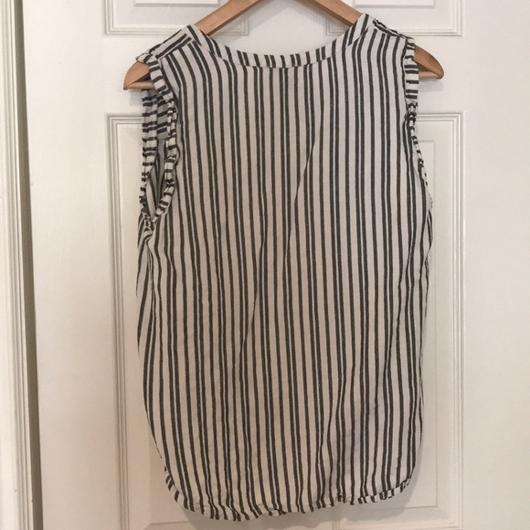Loft Striped Linen Blend Sleeveless Blouse Top - Picture 4 of 4